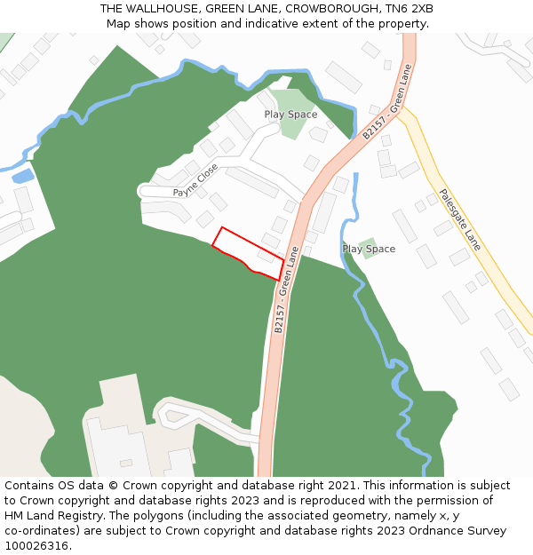 THE WALLHOUSE, GREEN LANE, CROWBOROUGH, TN6 2XB: Location map and indicative extent of plot