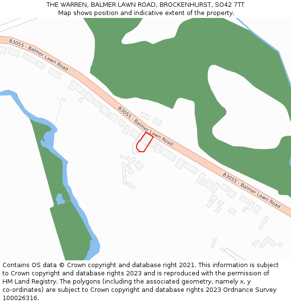 THE WARREN, BALMER LAWN ROAD, BROCKENHURST, SO42 7TT: Location map and indicative extent of plot