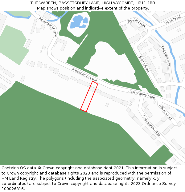 THE WARREN, BASSETSBURY LANE, HIGH WYCOMBE, HP11 1RB: Location map and indicative extent of plot
