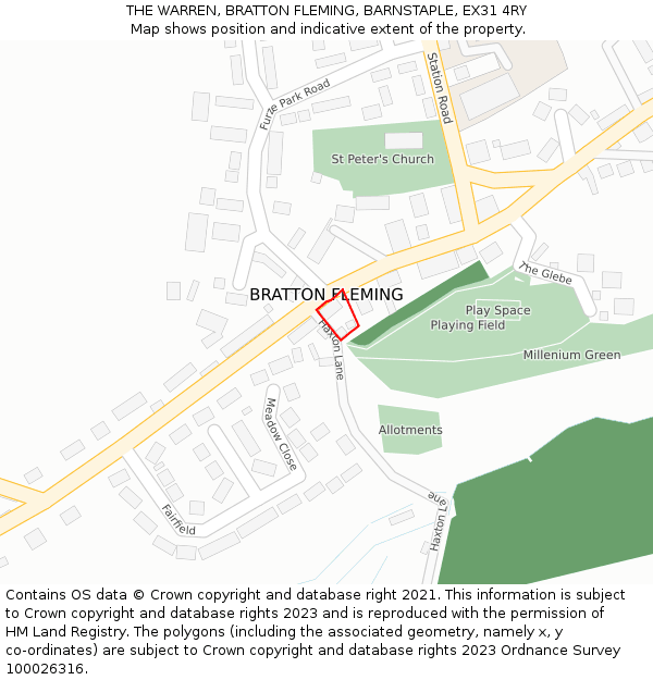 THE WARREN, BRATTON FLEMING, BARNSTAPLE, EX31 4RY: Location map and indicative extent of plot