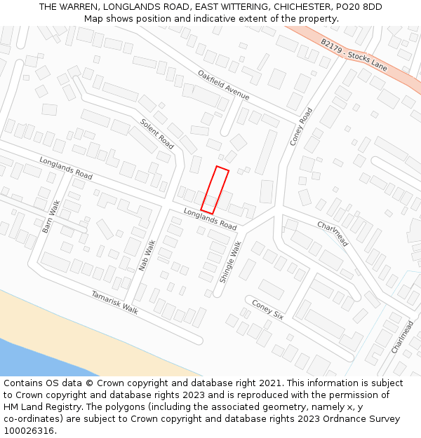 THE WARREN, LONGLANDS ROAD, EAST WITTERING, CHICHESTER, PO20 8DD: Location map and indicative extent of plot