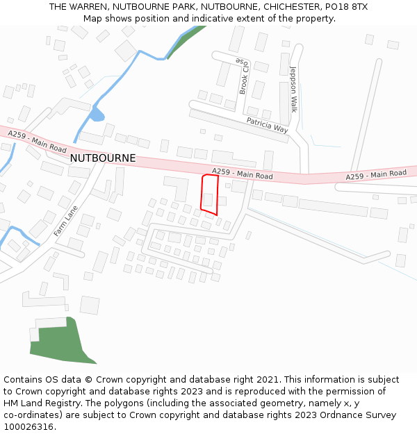 THE WARREN, NUTBOURNE PARK, NUTBOURNE, CHICHESTER, PO18 8TX: Location map and indicative extent of plot