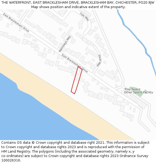 THE WATERFRONT, EAST BRACKLESHAM DRIVE, BRACKLESHAM BAY, CHICHESTER, PO20 8JW: Location map and indicative extent of plot
