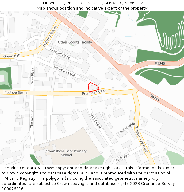THE WEDGE, PRUDHOE STREET, ALNWICK, NE66 1PZ: Location map and indicative extent of plot