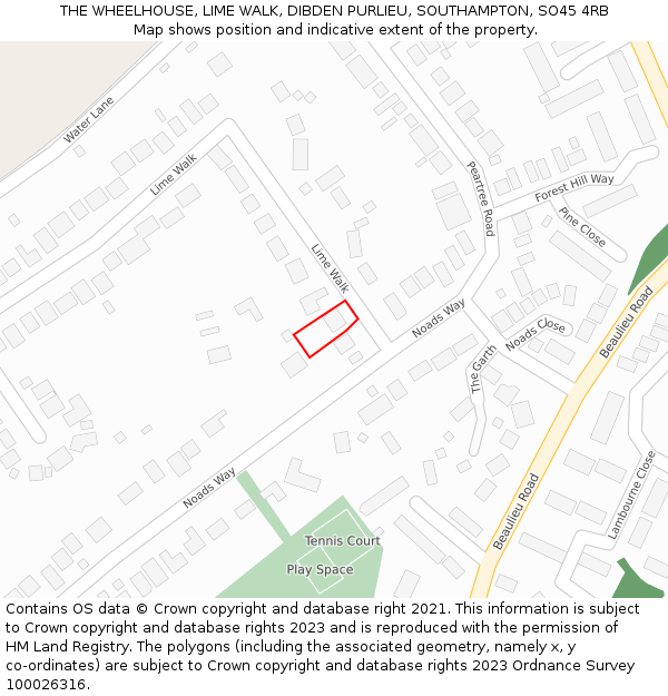 THE WHEELHOUSE, LIME WALK, DIBDEN PURLIEU, SOUTHAMPTON, SO45 4RB: Location map and indicative extent of plot