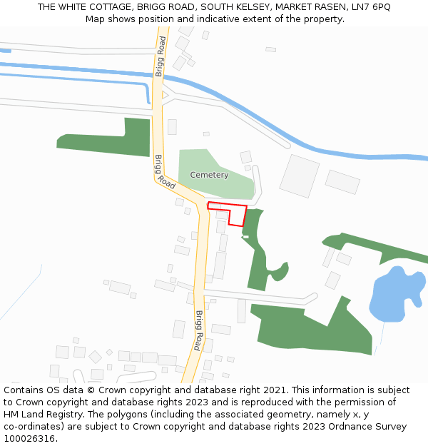 THE WHITE COTTAGE, BRIGG ROAD, SOUTH KELSEY, MARKET RASEN, LN7 6PQ: Location map and indicative extent of plot