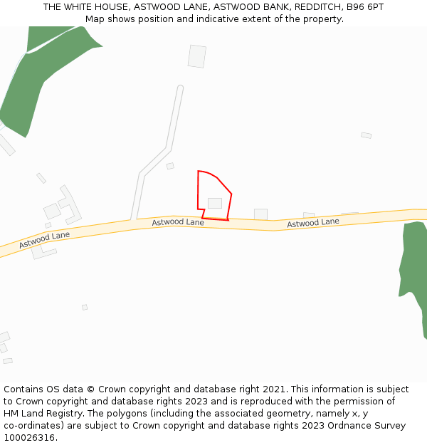 THE WHITE HOUSE, ASTWOOD LANE, ASTWOOD BANK, REDDITCH, B96 6PT: Location map and indicative extent of plot