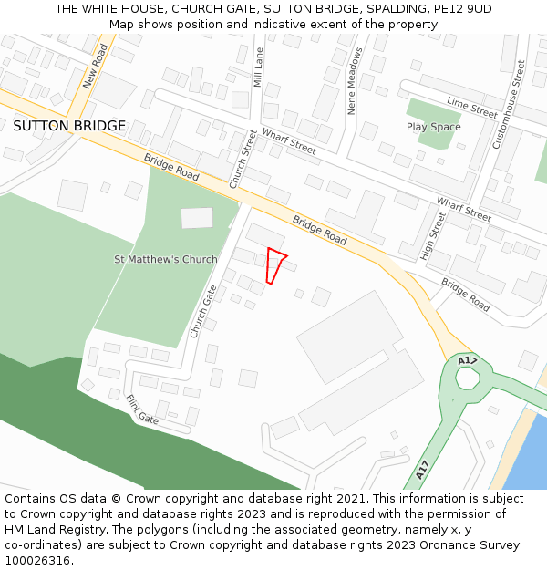 THE WHITE HOUSE, CHURCH GATE, SUTTON BRIDGE, SPALDING, PE12 9UD: Location map and indicative extent of plot