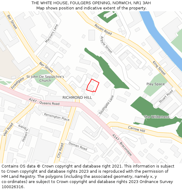THE WHITE HOUSE, FOULGERS OPENING, NORWICH, NR1 3AH: Location map and indicative extent of plot