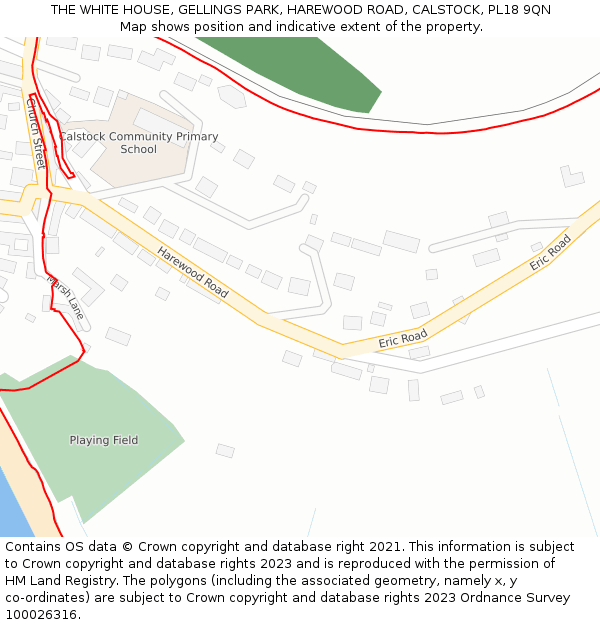 THE WHITE HOUSE, GELLINGS PARK, HAREWOOD ROAD, CALSTOCK, PL18 9QN: Location map and indicative extent of plot