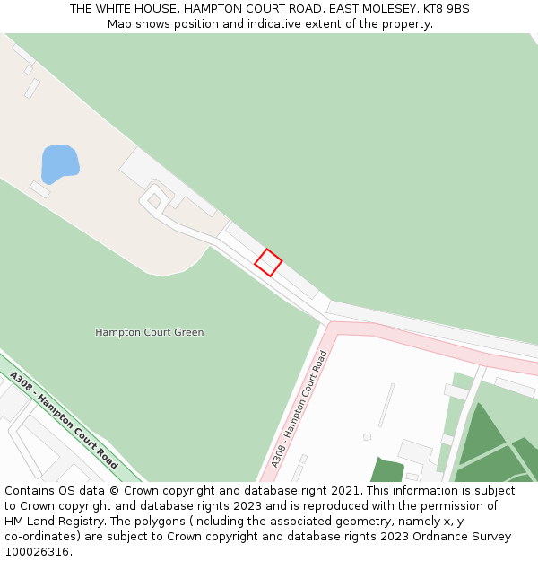 THE WHITE HOUSE, HAMPTON COURT ROAD, EAST MOLESEY, KT8 9BS: Location map and indicative extent of plot