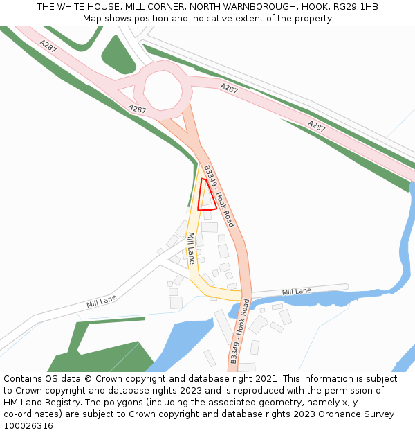THE WHITE HOUSE, MILL CORNER, NORTH WARNBOROUGH, HOOK, RG29 1HB: Location map and indicative extent of plot