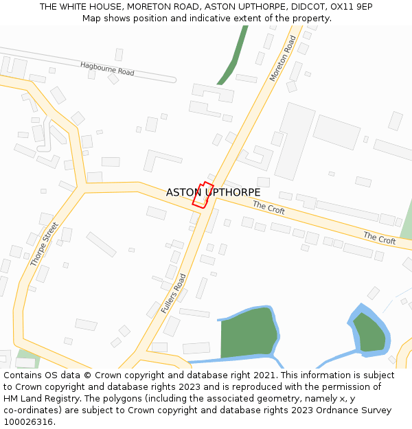 THE WHITE HOUSE, MORETON ROAD, ASTON UPTHORPE, DIDCOT, OX11 9EP: Location map and indicative extent of plot