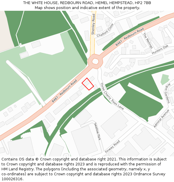 THE WHITE HOUSE, REDBOURN ROAD, HEMEL HEMPSTEAD, HP2 7BB: Location map and indicative extent of plot