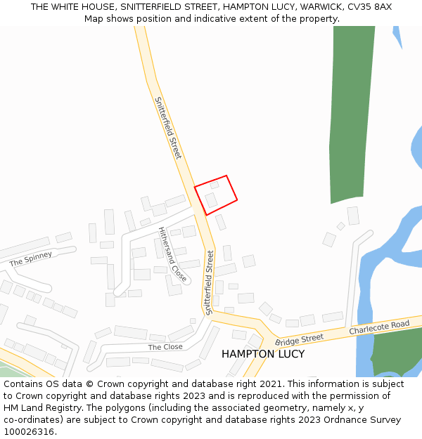 THE WHITE HOUSE, SNITTERFIELD STREET, HAMPTON LUCY, WARWICK, CV35 8AX: Location map and indicative extent of plot