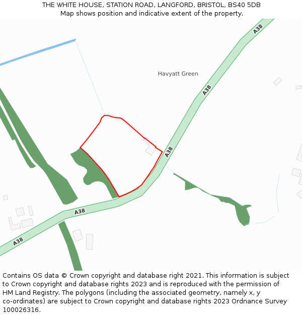 THE WHITE HOUSE, STATION ROAD, LANGFORD, BRISTOL, BS40 5DB: Location map and indicative extent of plot