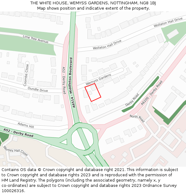 THE WHITE HOUSE, WEMYSS GARDENS, NOTTINGHAM, NG8 1BJ: Location map and indicative extent of plot