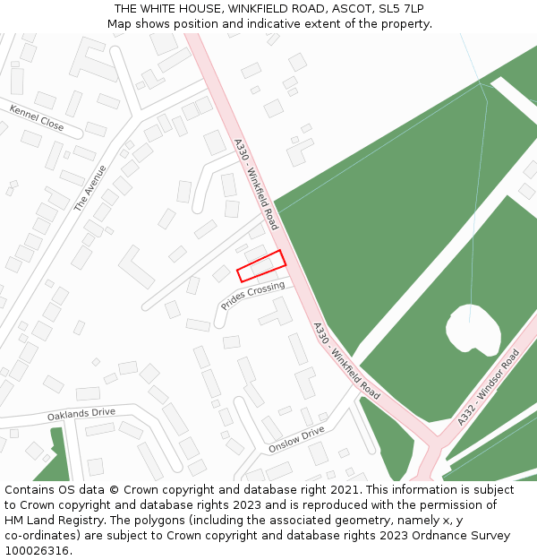 THE WHITE HOUSE, WINKFIELD ROAD, ASCOT, SL5 7LP: Location map and indicative extent of plot