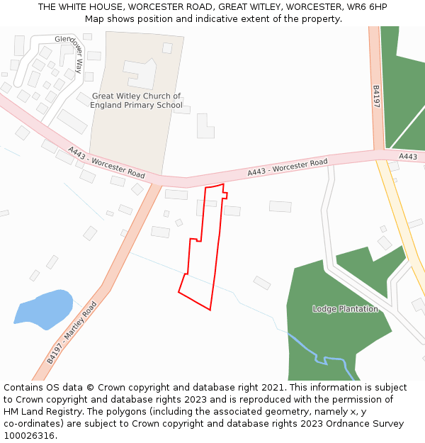 THE WHITE HOUSE, WORCESTER ROAD, GREAT WITLEY, WORCESTER, WR6 6HP: Location map and indicative extent of plot