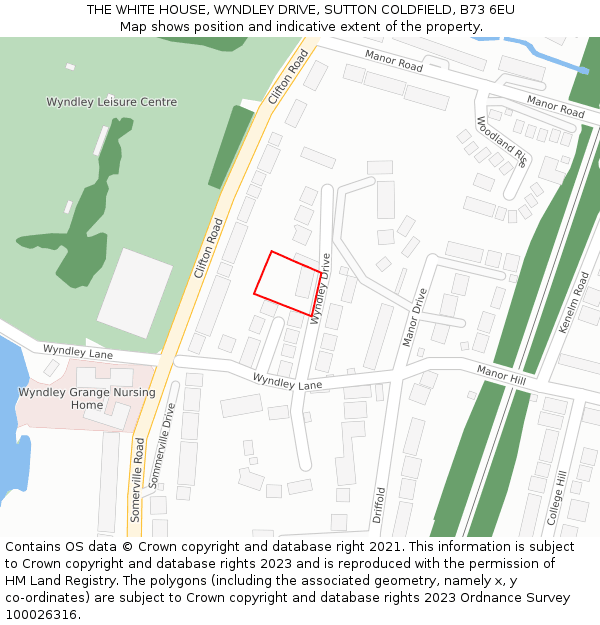 THE WHITE HOUSE, WYNDLEY DRIVE, SUTTON COLDFIELD, B73 6EU: Location map and indicative extent of plot