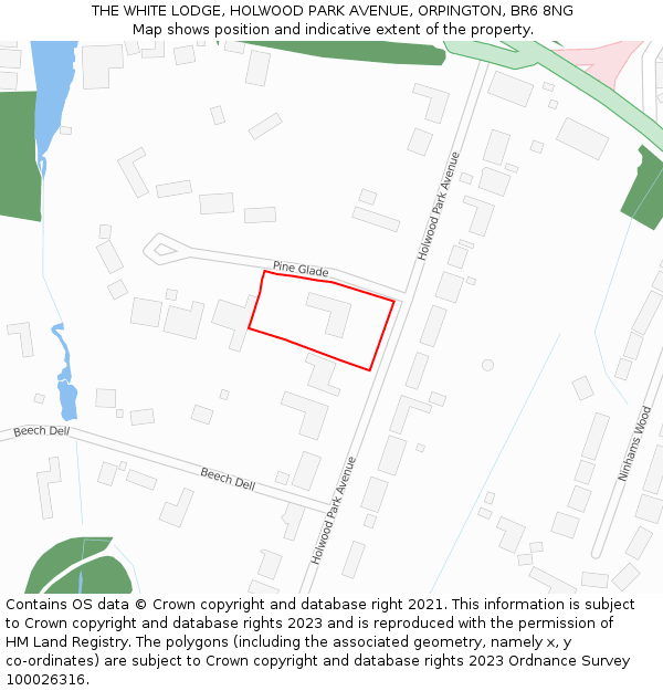THE WHITE LODGE, HOLWOOD PARK AVENUE, ORPINGTON, BR6 8NG: Location map and indicative extent of plot