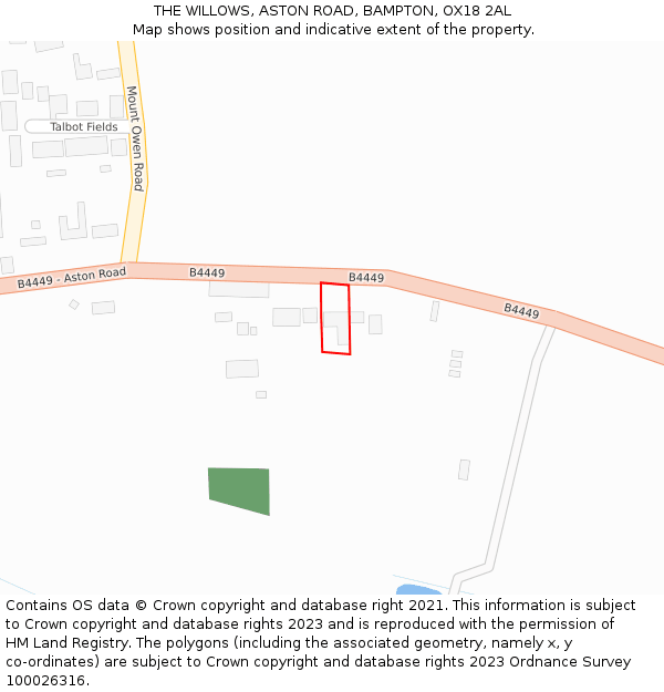 THE WILLOWS, ASTON ROAD, BAMPTON, OX18 2AL: Location map and indicative extent of plot