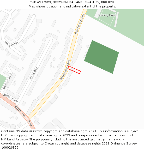 THE WILLOWS, BEECHENLEA LANE, SWANLEY, BR8 8DR: Location map and indicative extent of plot