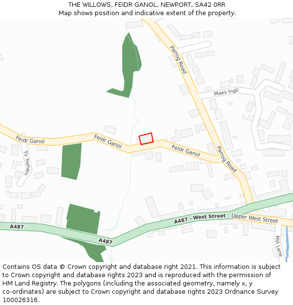 THE WILLOWS, FEIDR GANOL, NEWPORT, SA42 0RR: Location map and indicative extent of plot