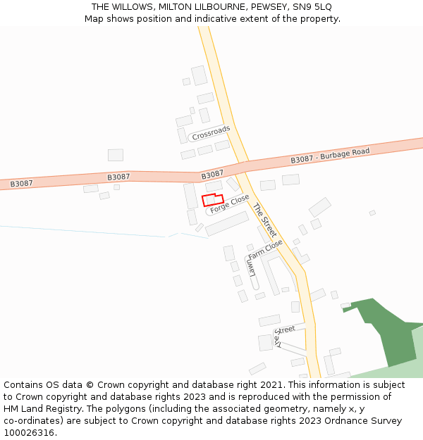 THE WILLOWS, MILTON LILBOURNE, PEWSEY, SN9 5LQ: Location map and indicative extent of plot