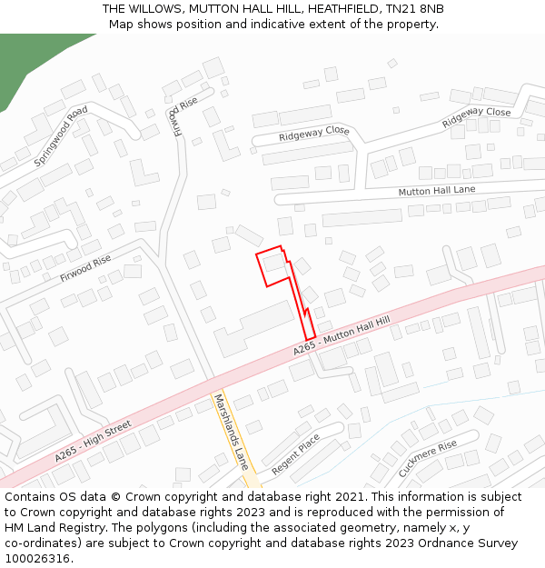 THE WILLOWS, MUTTON HALL HILL, HEATHFIELD, TN21 8NB: Location map and indicative extent of plot