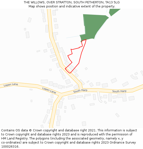 THE WILLOWS, OVER STRATTON, SOUTH PETHERTON, TA13 5LG: Location map and indicative extent of plot