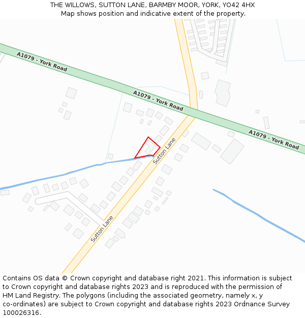 THE WILLOWS, SUTTON LANE, BARMBY MOOR, YORK, YO42 4HX: Location map and indicative extent of plot