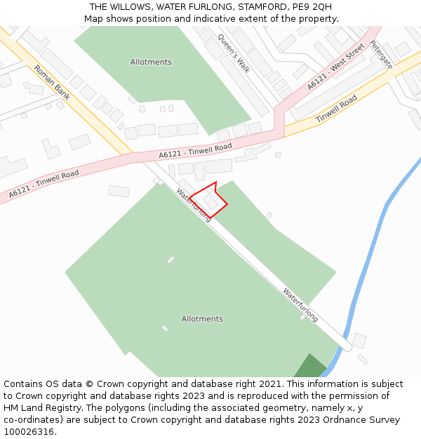 THE WILLOWS, WATER FURLONG, STAMFORD, PE9 2QH: Location map and indicative extent of plot