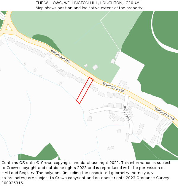 THE WILLOWS, WELLINGTON HILL, LOUGHTON, IG10 4AH: Location map and indicative extent of plot
