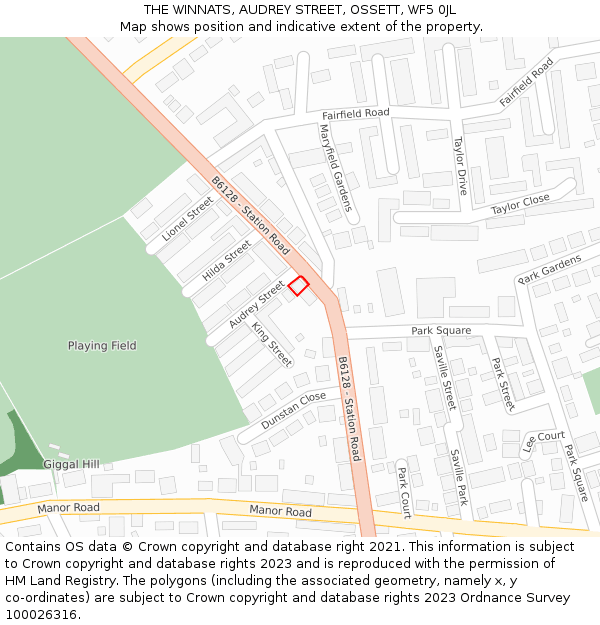THE WINNATS, AUDREY STREET, OSSETT, WF5 0JL: Location map and indicative extent of plot