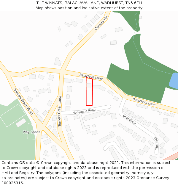 THE WINNATS, BALACLAVA LANE, WADHURST, TN5 6EH: Location map and indicative extent of plot