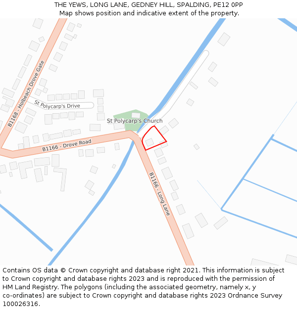 THE YEWS, LONG LANE, GEDNEY HILL, SPALDING, PE12 0PP: Location map and indicative extent of plot