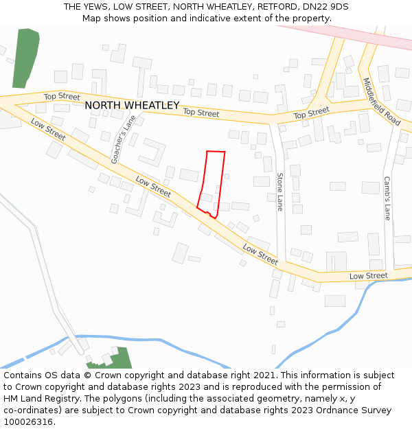 THE YEWS, LOW STREET, NORTH WHEATLEY, RETFORD, DN22 9DS: Location map and indicative extent of plot