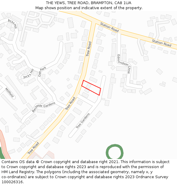 THE YEWS, TREE ROAD, BRAMPTON, CA8 1UA: Location map and indicative extent of plot