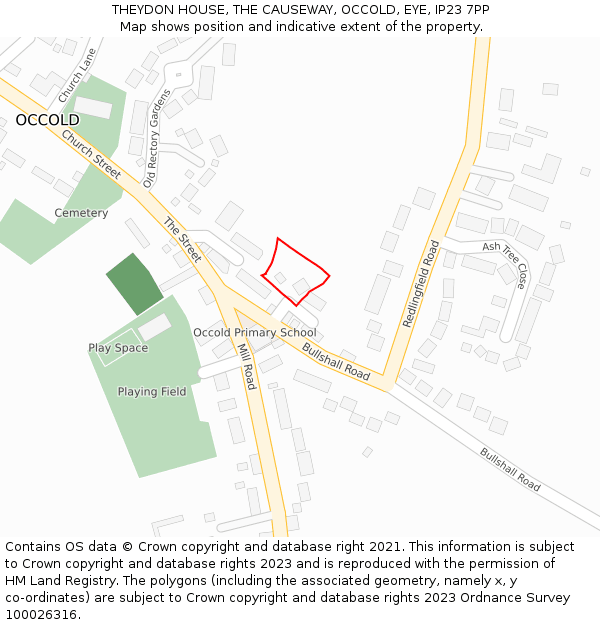 THEYDON HOUSE, THE CAUSEWAY, OCCOLD, EYE, IP23 7PP: Location map and indicative extent of plot