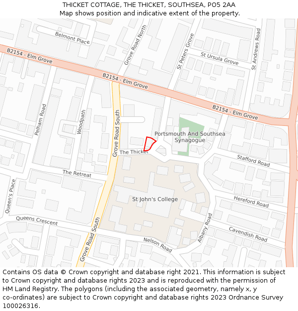 THICKET COTTAGE, THE THICKET, SOUTHSEA, PO5 2AA: Location map and indicative extent of plot