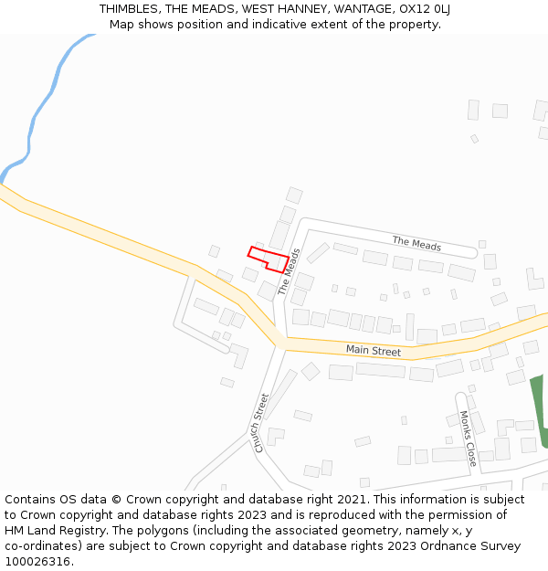 THIMBLES, THE MEADS, WEST HANNEY, WANTAGE, OX12 0LJ: Location map and indicative extent of plot