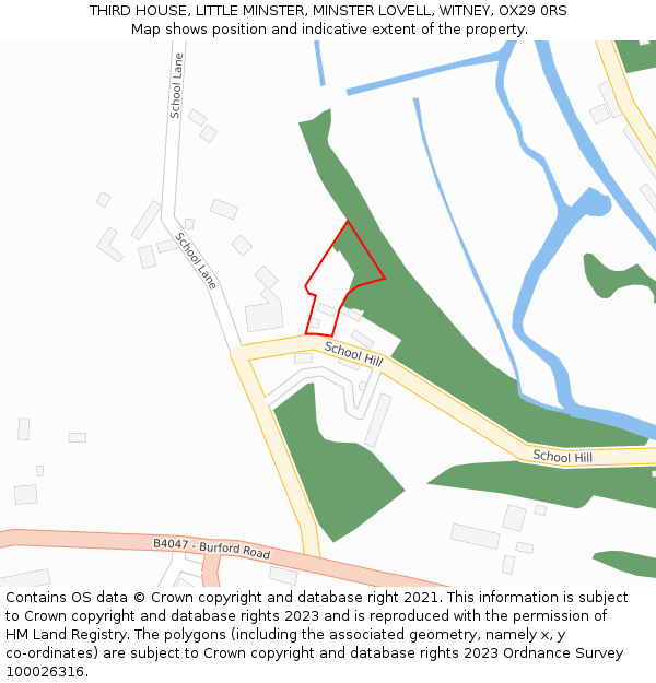 THIRD HOUSE, LITTLE MINSTER, MINSTER LOVELL, WITNEY, OX29 0RS: Location map and indicative extent of plot