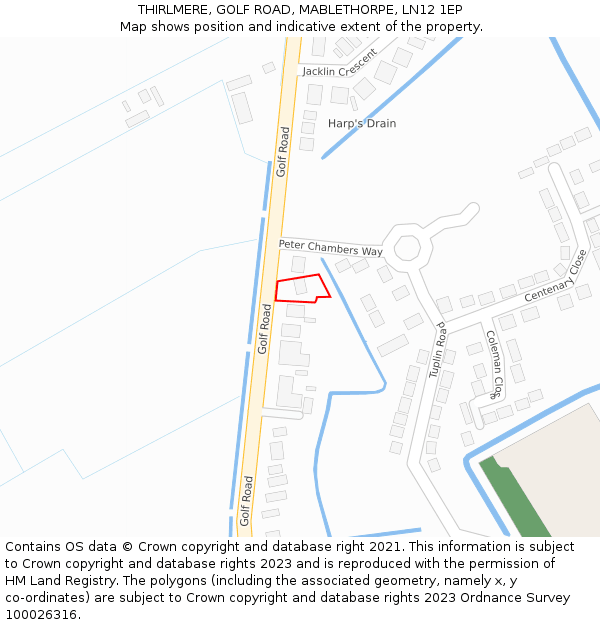 THIRLMERE, GOLF ROAD, MABLETHORPE, LN12 1EP: Location map and indicative extent of plot