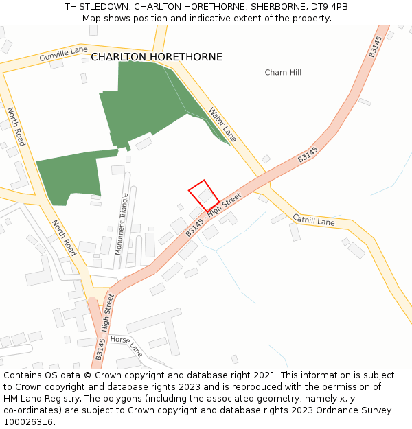 THISTLEDOWN, CHARLTON HORETHORNE, SHERBORNE, DT9 4PB: Location map and indicative extent of plot