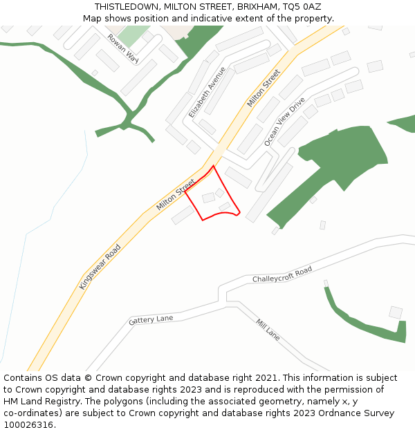 THISTLEDOWN, MILTON STREET, BRIXHAM, TQ5 0AZ: Location map and indicative extent of plot