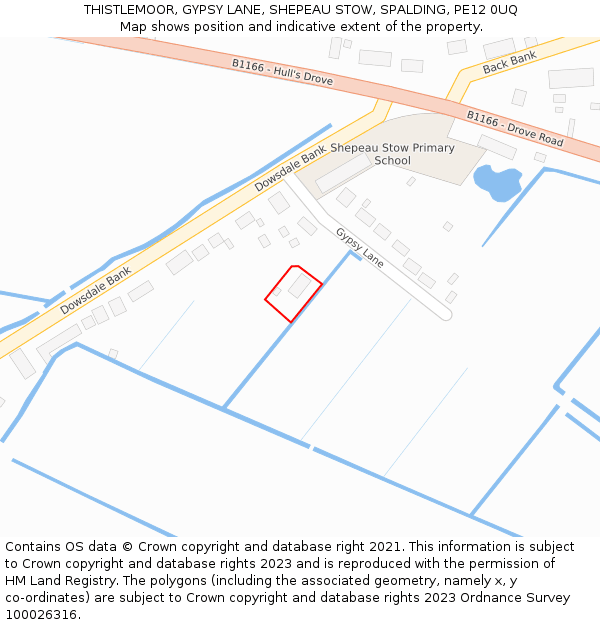 THISTLEMOOR, GYPSY LANE, SHEPEAU STOW, SPALDING, PE12 0UQ: Location map and indicative extent of plot