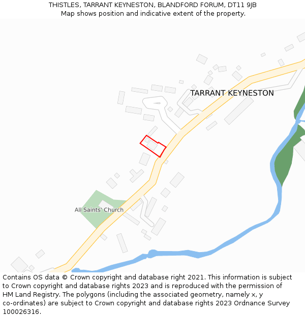 THISTLES, TARRANT KEYNESTON, BLANDFORD FORUM, DT11 9JB: Location map and indicative extent of plot