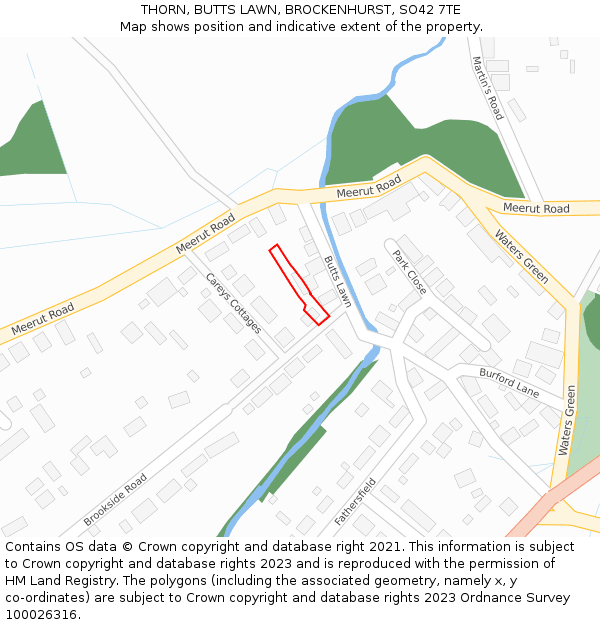 THORN, BUTTS LAWN, BROCKENHURST, SO42 7TE: Location map and indicative extent of plot