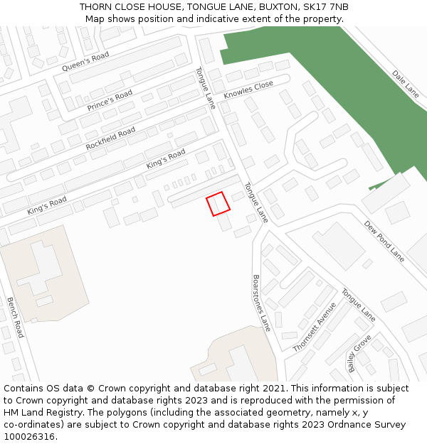 THORN CLOSE HOUSE, TONGUE LANE, BUXTON, SK17 7NB: Location map and indicative extent of plot